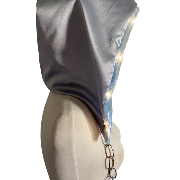 Handmade Light Up Blue & Silver Rave Festival Hood With Silver Chain - Picture 2 of 10